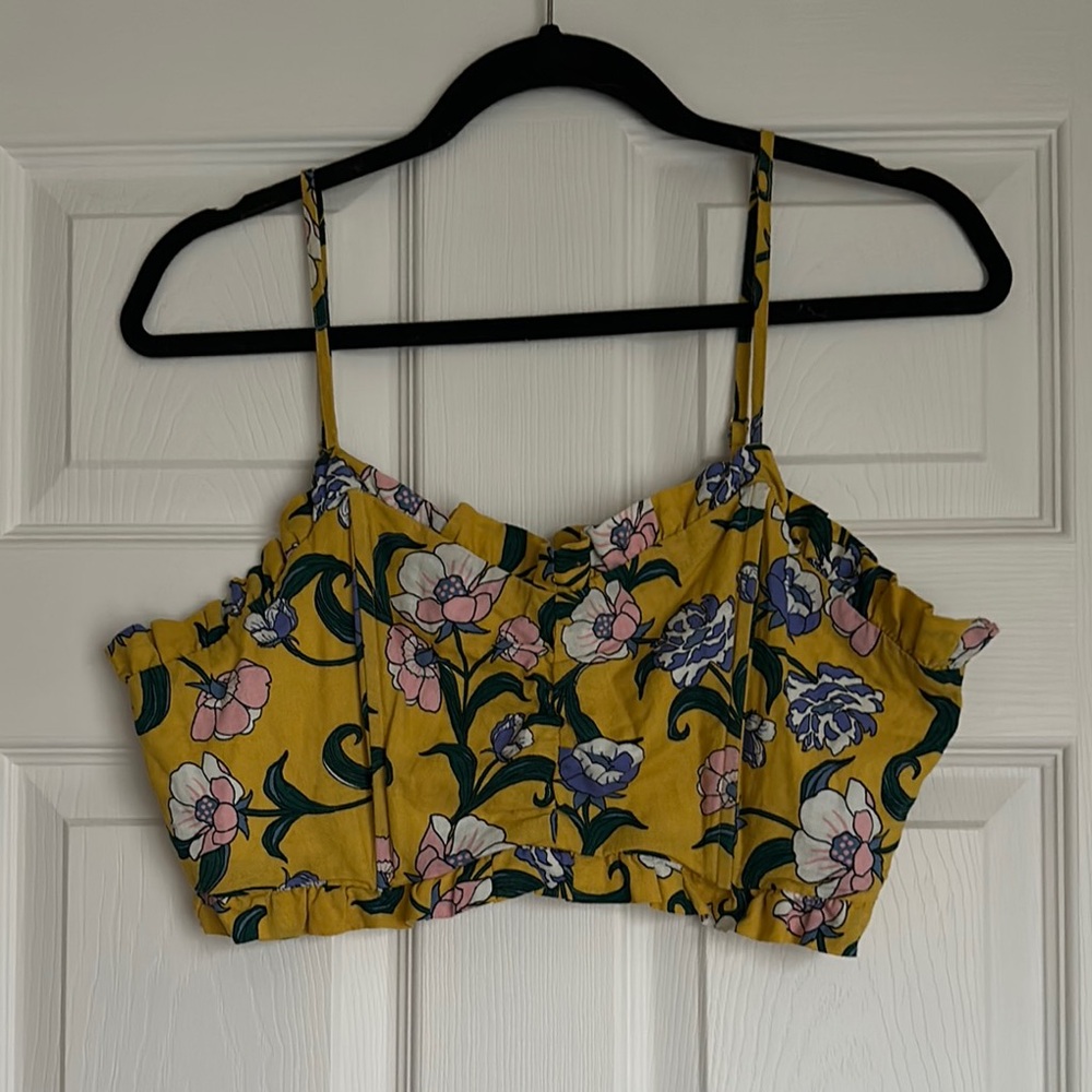 Floral Yellow Crop Top
